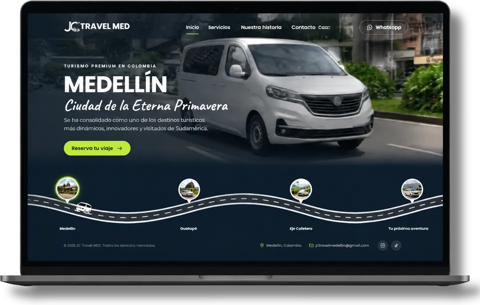 Sitio web de JC Travel Med abierto en un portátil.